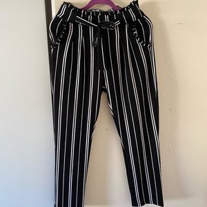 Black and White Striped Business Pants